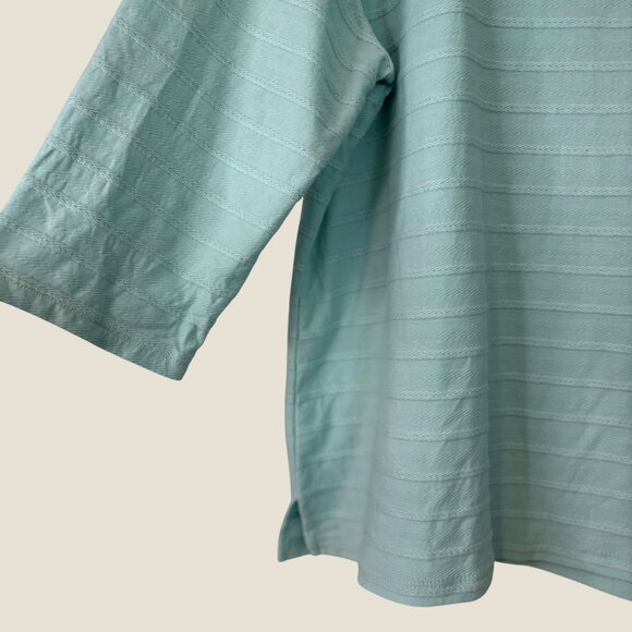 Talbots Square Neckline Rope Pattern Blue Blouse 3/5 Sleeve Size 2X - Picture 4 of 8